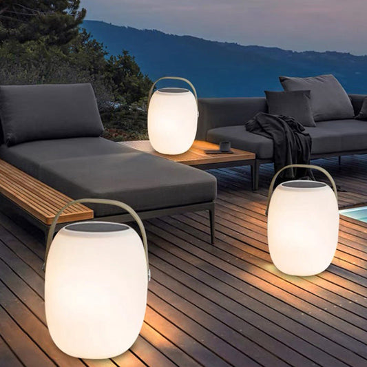 Portable LED Solar Lantern - White PE - Modern Outdoor Light with Handle - Image 1