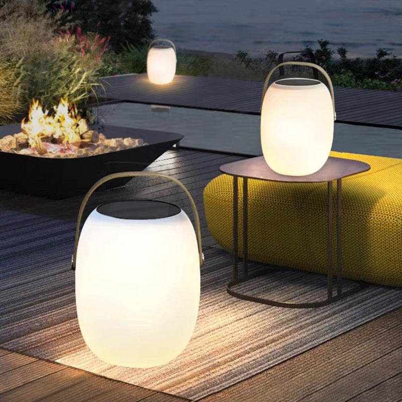 Portable LED Solar Lantern - White PE - Modern Outdoor Light with Handle - Image 2