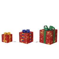Pre-Lit Christmas Gift Boxes Outdoor Decoration - Set of 3 with LED Lights