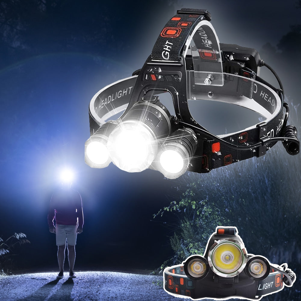 Professional LED Headlamp (5000 Lumens) - Multifunctional and USB Rechargeable