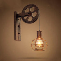 Pulley Wall Sconce - Vintage Iron Wall Light - Industrial Style Lighting