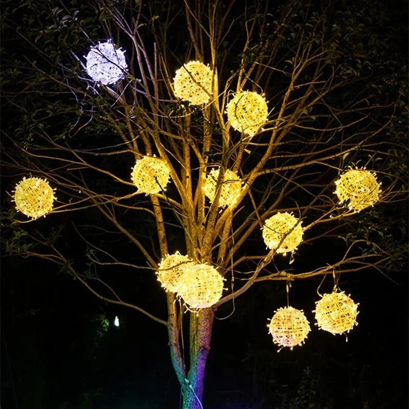 Rattan Ball Outdoor String Lights - Garden Lighting - Decorative Spheres - Image 3