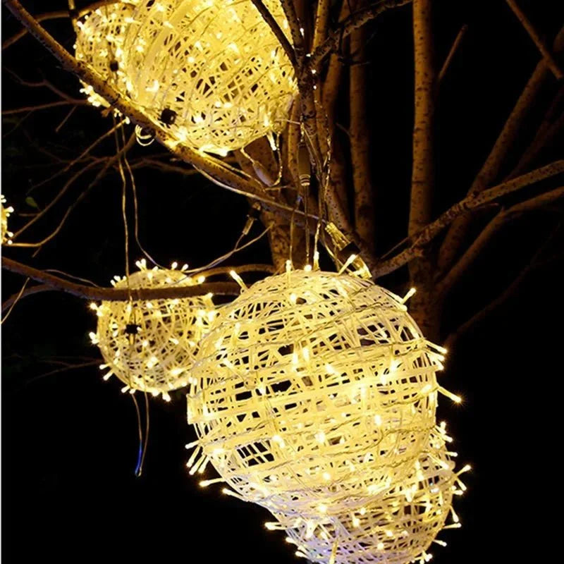 Rattan Ball Outdoor String Lights - Garden Lighting - Decorative Spheres - Image 4