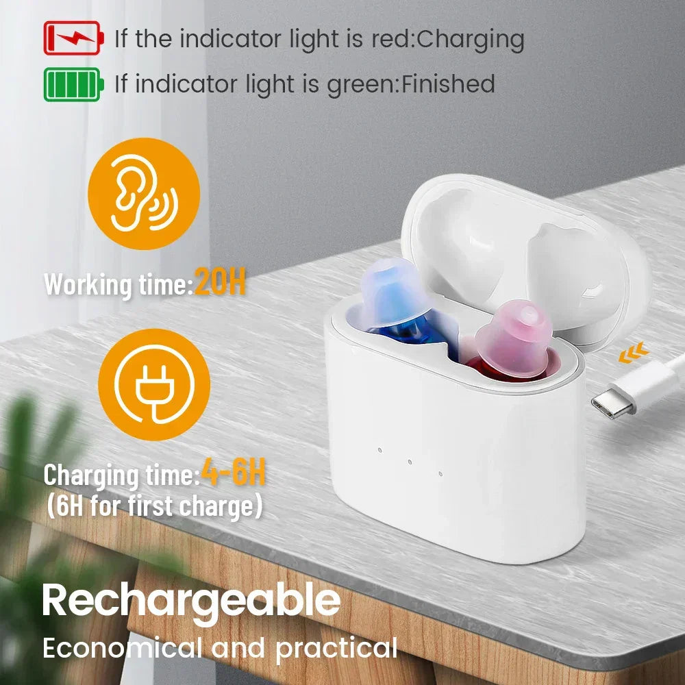 Rechargeable Invisible Hearing Aids for Men and Women
