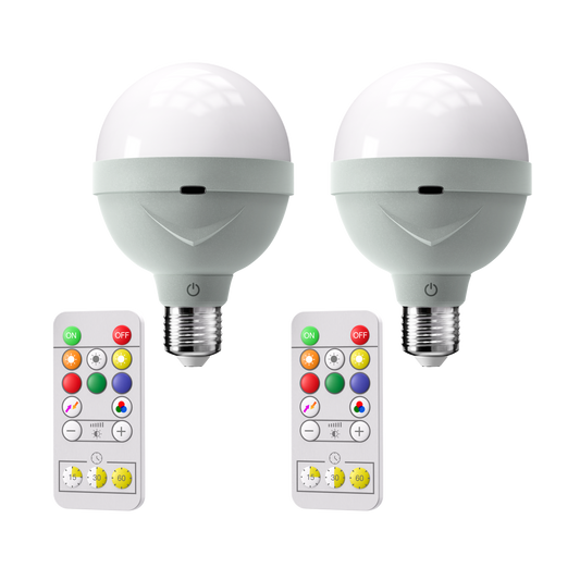 Rechargeable LED Light Bulbs - Wireless - Remote Controlled - 2 pcs. - Image 1