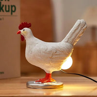 Resin Chicken Lamp - Novelty Table Lamp - Farmhouse Decor - Quirky Lighting