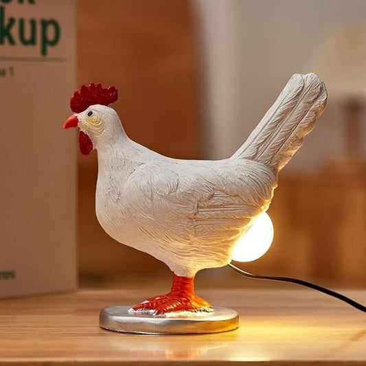 Resin Chicken Lamp - Novelty Table Lamp - Farmhouse Decor - Quirky Lighting - Image 1