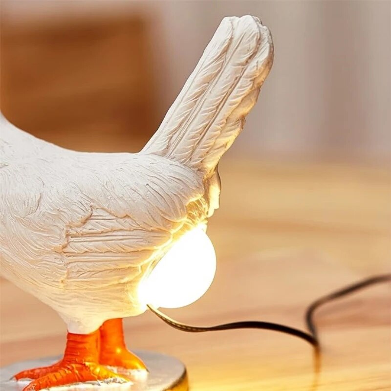 Resin Chicken Lamp - Novelty Table Lamp - Farmhouse Decor - Quirky Lighting - Image 2