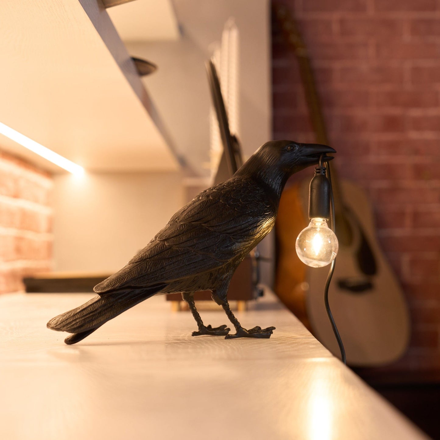 Resin Raven Table Lamp - Novelty Bird Lamp - Plug-In LED - Stylish Home Decor - Image 3