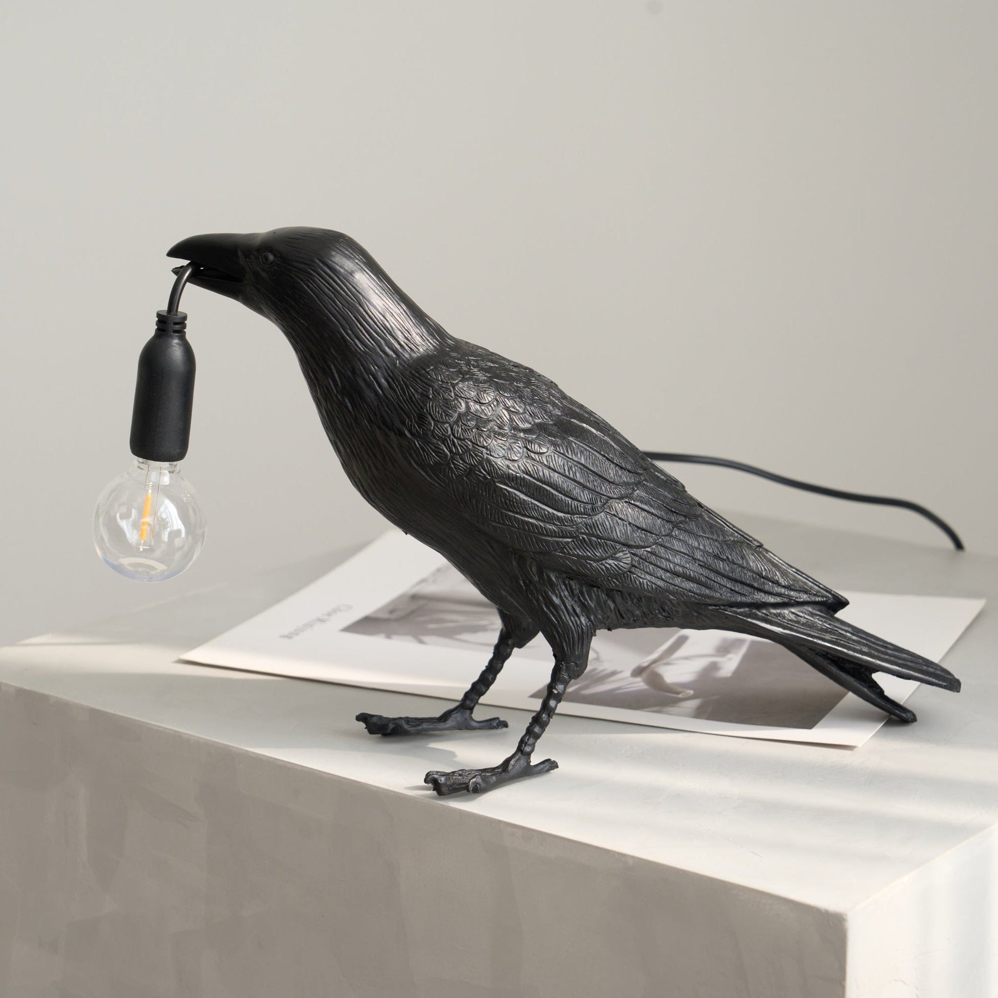 Resin Raven Table Lamp - Novelty Bird Lamp - Plug-In LED - Stylish Home Decor - Image 4