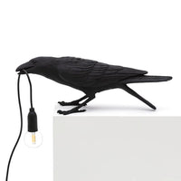 Resin Raven Table Lamp - Novelty Bird Lamp - Plug-In LED - Stylish Home Decor
