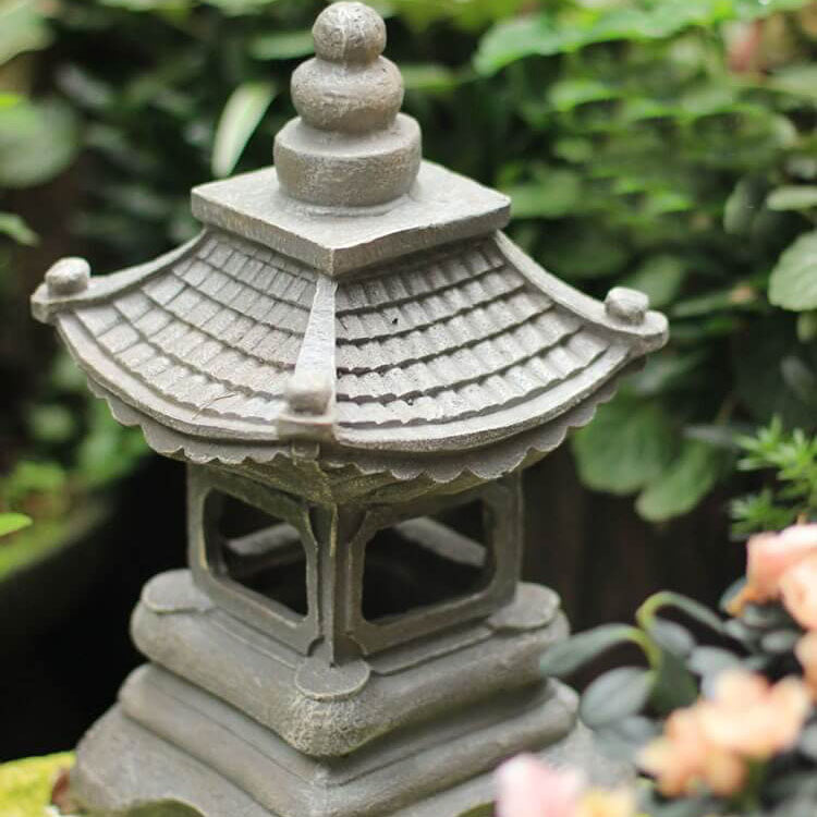 Resin Zen Pagoda Lantern - Solar LED Garden Light - Outdoor Decor - Image 5