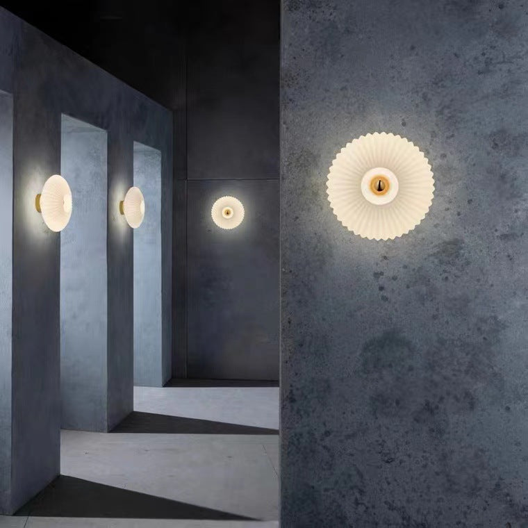 Ribbed Glass Wall Sconce - Round LED Wall Light - Elegant Nordic Style - Image 2