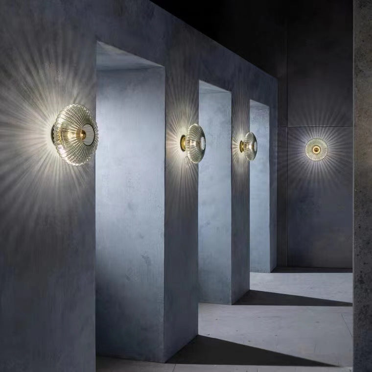 Ribbed Glass Wall Sconce - Round LED Wall Light - Elegant Nordic Style - Image 3