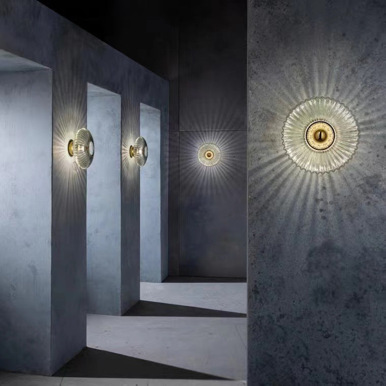 Ribbed Glass Wall Sconce - Round LED Wall Light - Elegant Nordic Style - Image 4