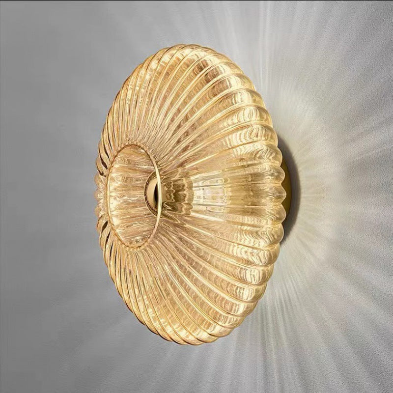 Ribbed Glass Wall Sconce - Round LED Wall Light - Elegant Nordic Style - Image 5
