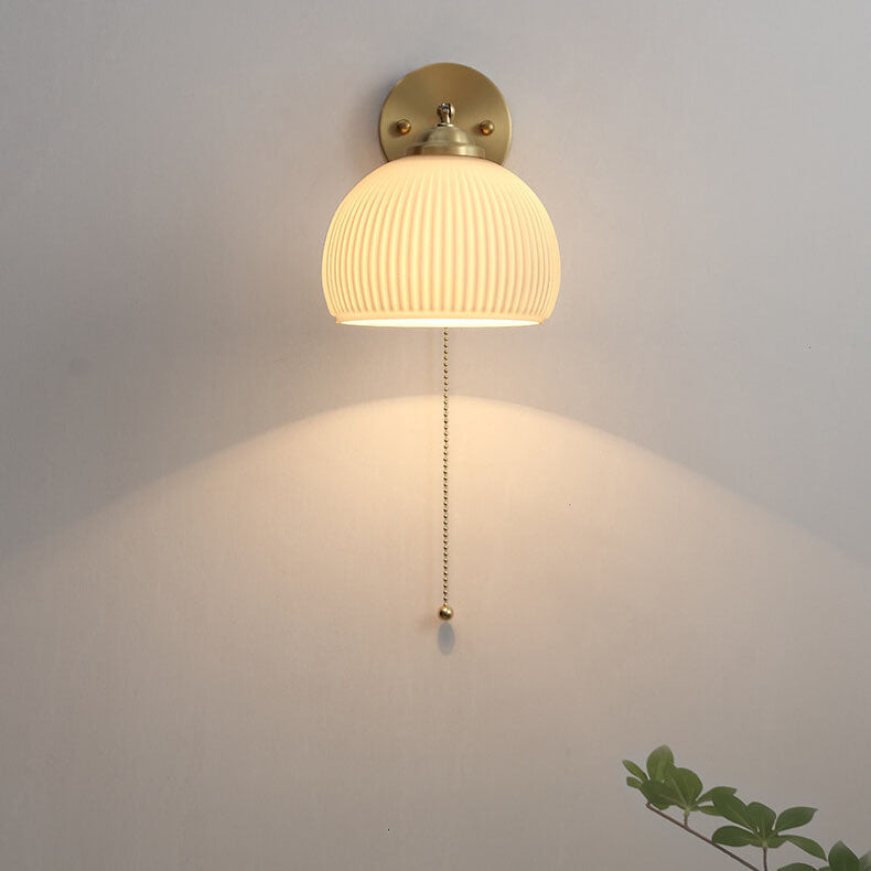 Ribbed Glass Wall Sconce - Solid Copper - Nordic Style - 1-Light Fixture - Image 1