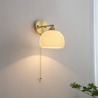 Ribbed Glass Wall Sconce - Solid Copper - Nordic Style - 1-Light Fixture