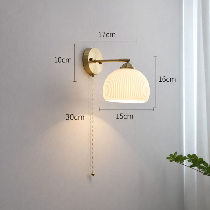 Ribbed Glass Wall Sconce - Solid Copper - Nordic Style - 1-Light Fixture - Image 5
