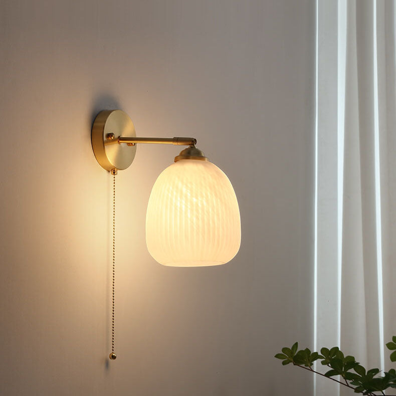 Ribbed Glass Wall Sconce - Solid Copper - Nordic Style - 1-Light Fixture - Image 6