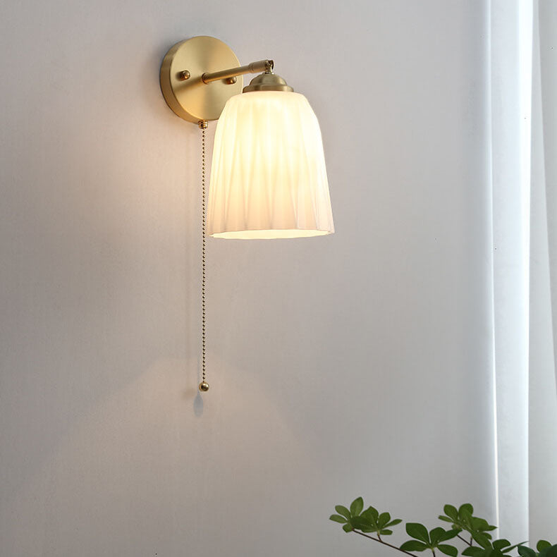 Ribbed Glass Wall Sconce - Solid Copper - Nordic Style - 1-Light Fixture - Image 7
