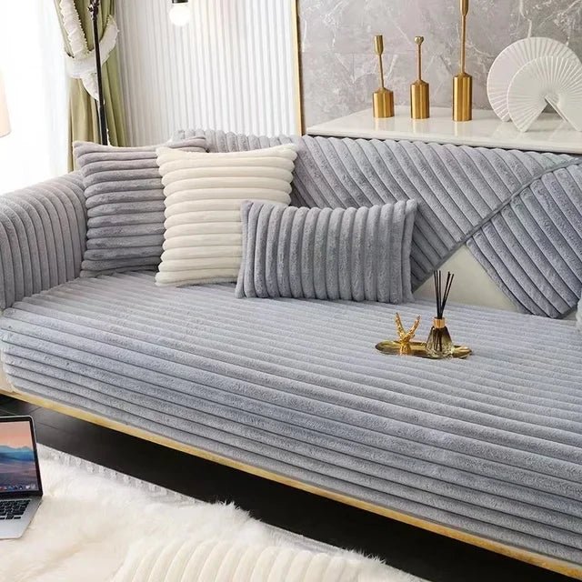 Ribbed Velvet Sofa Cover - Water Repellent - Non-Slip - Full Protection - Image 1