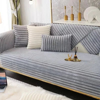 Ribbed Velvet Sofa Cover - Water Repellent - Non-Slip - Full Protection