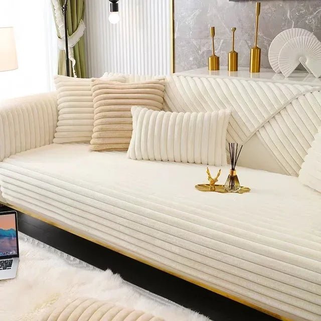 Ribbed Velvet Sofa Cover - Water Repellent - Non-Slip - Full Protection - Image 4