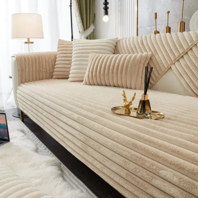 Ribbed Velvet Sofa Cover - Water Repellent - Non-Slip - Full Protection - Image 8