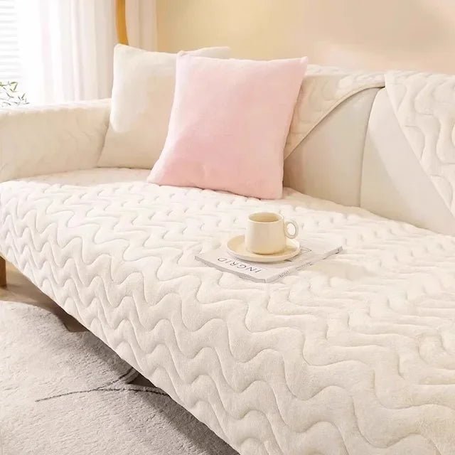 Ribbed Velvet Sofa Cover - Water Repellent - Non-Slip - Full Protection - Image 9