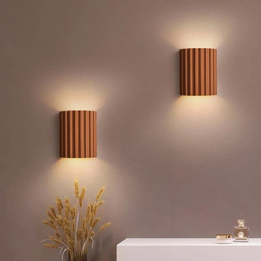 Ribbed Wall Light - Modern Cylinder Sconce - Stylish Metal & Resin Fixture - Image 1