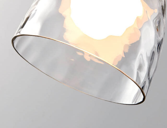 Rippled Glass Pendant Light - Solid Wood Accent - Modern 1-Light Hanging Lamp - Image 4