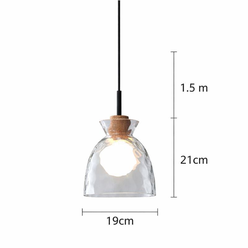 Rippled Glass Pendant Light - Solid Wood Accent - Modern 1-Light Hanging Lamp - Image 5