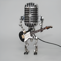 Robot Table Lamp - Metal Body - Adjustable LED Light - Unique Decorative Accent