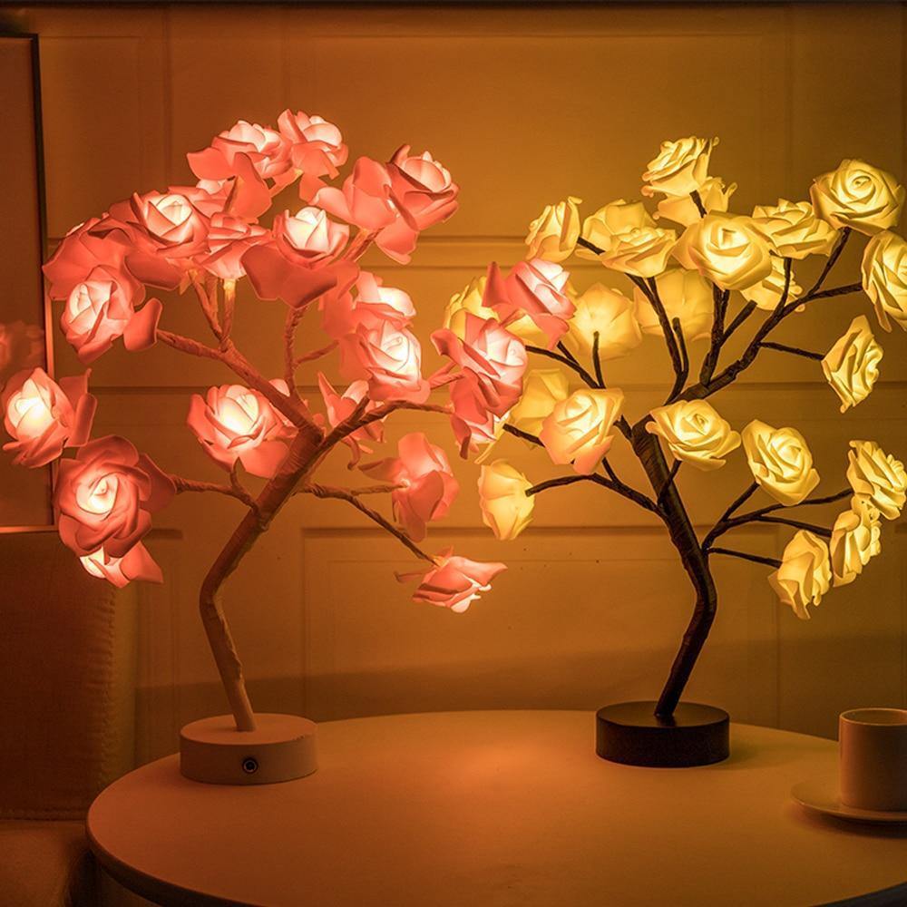 Rose Tree Lamp - LED Table Lamp - Decorative Artificial Tree - Warm White - Image 1