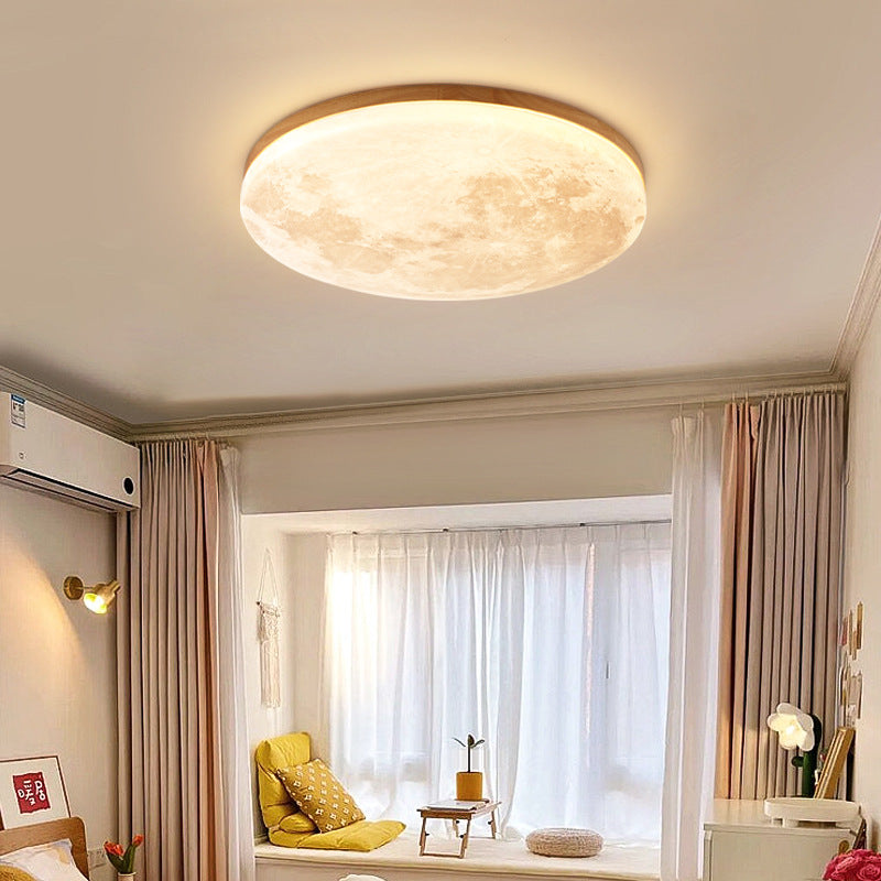 Round Ceiling Light - Wood Frame - Stylish LED Flush Mount Lighting - Image 2