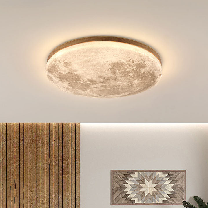 Round Ceiling Light - Wood Frame - Stylish LED Flush Mount Lighting - Image 4