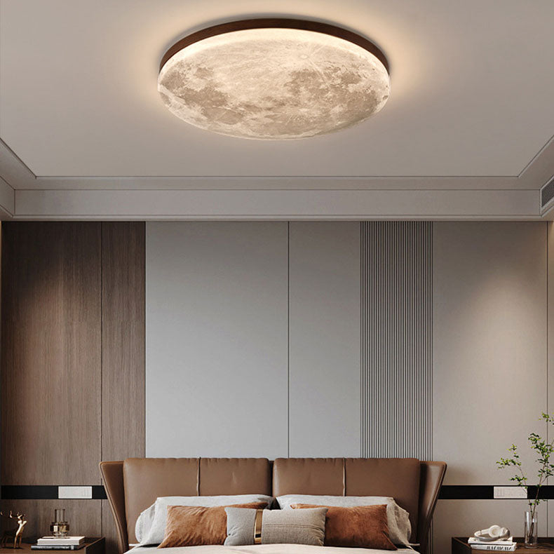 Round Ceiling Light - Wood Frame - Stylish LED Flush Mount Lighting - Image 5