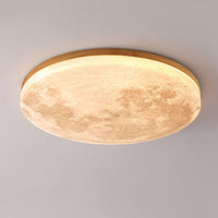 Round Ceiling Light - Wood Frame - Stylish LED Flush Mount Lighting
