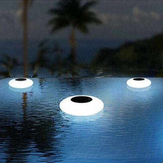 Round Glass Solar LED Floating Light - Modern Outdoor Lamp - Image 1