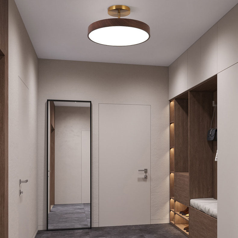 Round LED Ceiling Light - Wooden Style - Semi-Flush Mount Lighting - Minimalist - Image 4