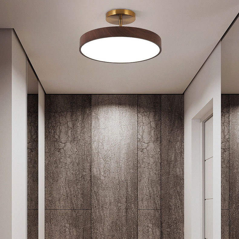 Round LED Ceiling Light - Wooden Style - Semi-Flush Mount Lighting - Minimalist - Image 5