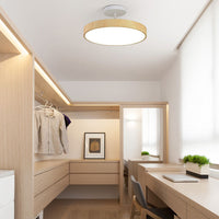 Round LED Ceiling Light - Wooden Style - Semi-Flush Mount Lighting - Minimalist