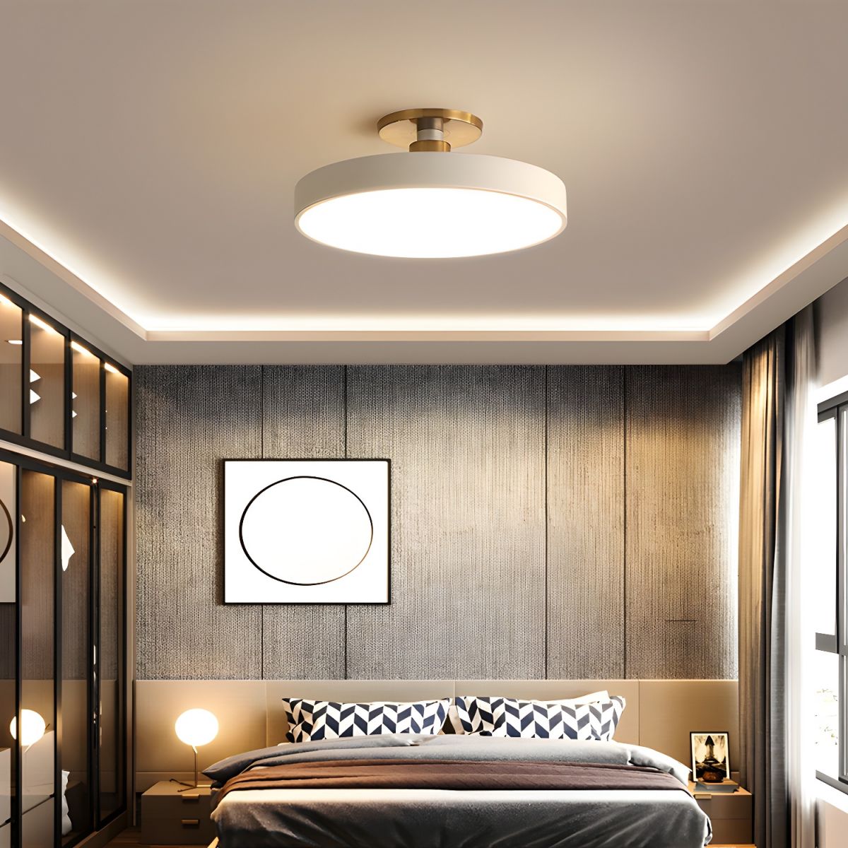 Round LED Flush Mount Ceiling Light - Modern Iron & Acrylic - Stylish Home Lighting - Image 2