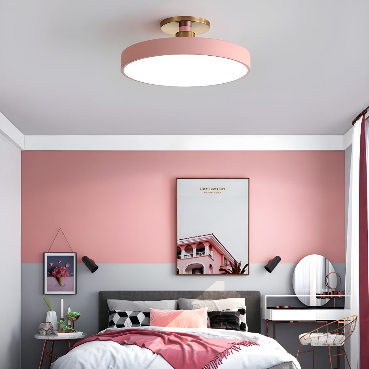 Round LED Flush Mount Ceiling Light - Modern Iron & Acrylic - Stylish Home Lighting - Image 3