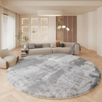 Round Nordic Abstract Grey Lambswool Rug