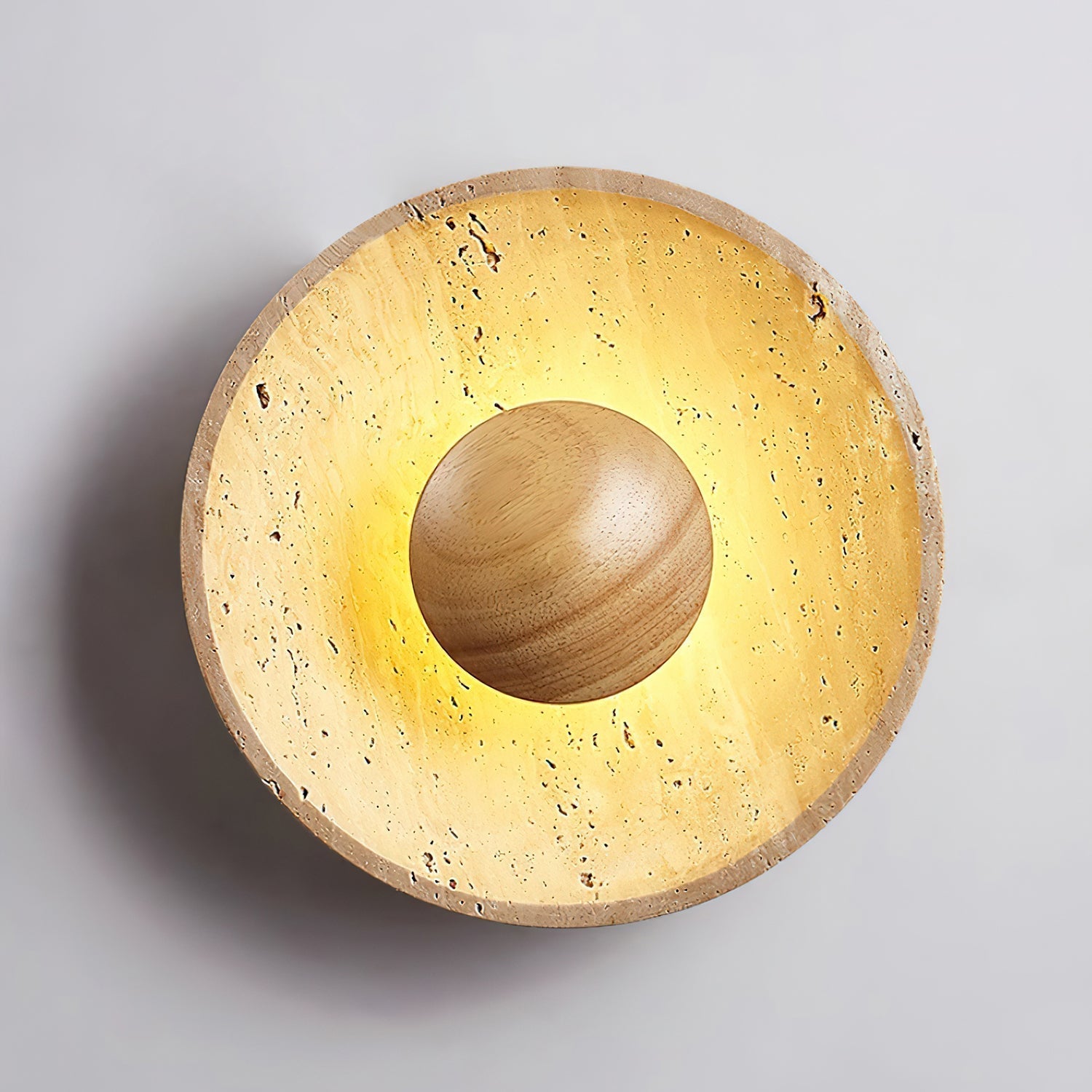 Round Travertine Stone Wall Sconce - Modern LED Wall Lamp - Elegant Lighting - Image 6
