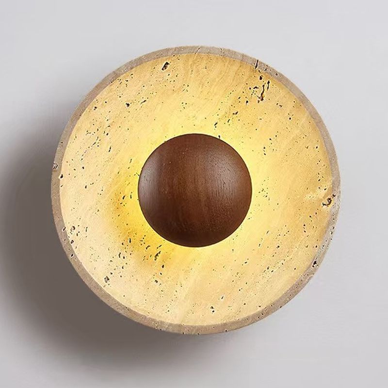 Round Travertine Stone Wall Sconce - Modern LED Wall Lamp - Elegant Lighting - Image 7