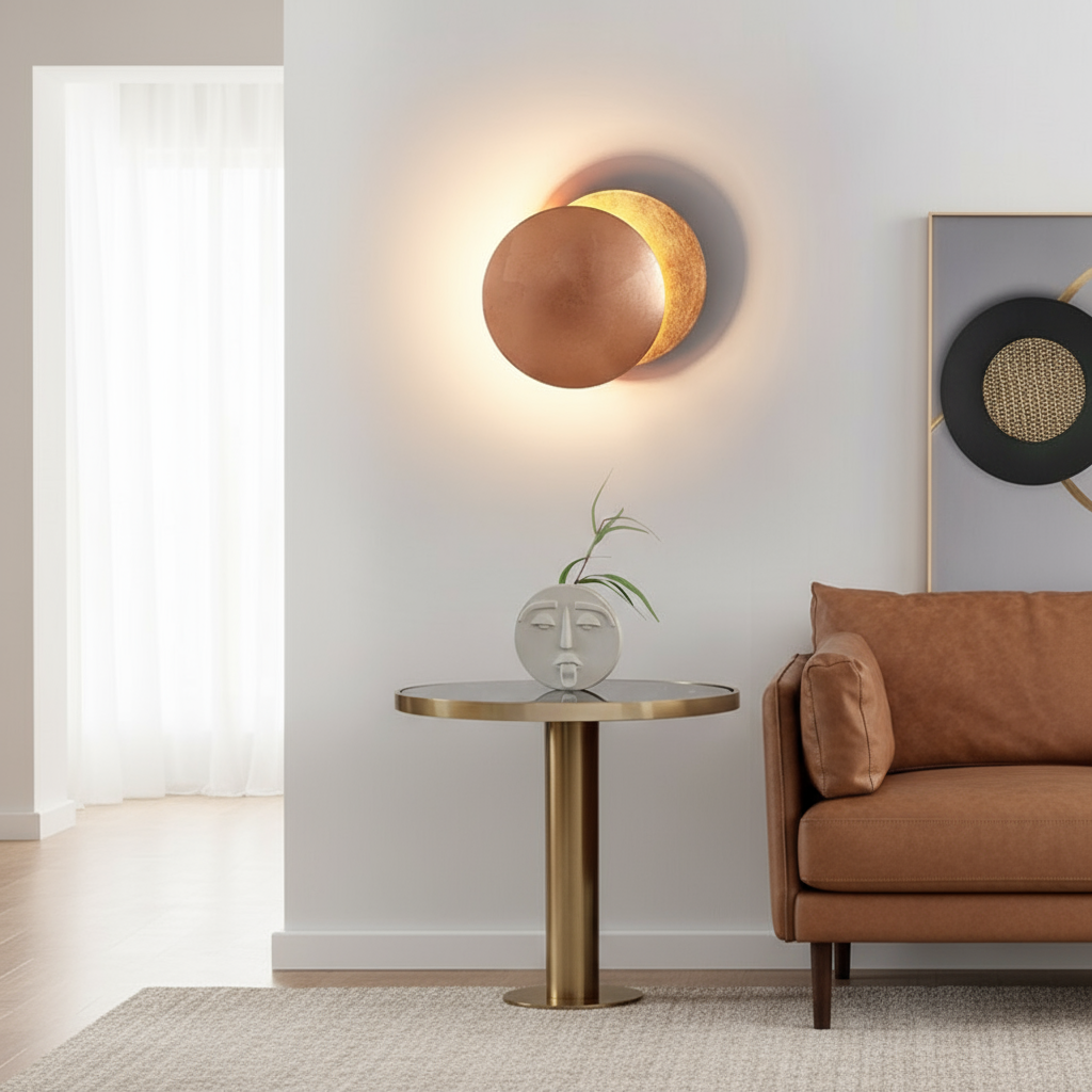 Round Wall Lamp - Modern Metallic Wall Light - Iron Sconce - Image 2