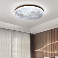 Round Wood LED Flush Mount Ceiling Light - Stylish Modern Fixture